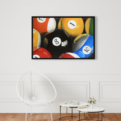 Gros plan de boules de billard | Décoration d'intérieur sur toile encadrée hyperréaliste