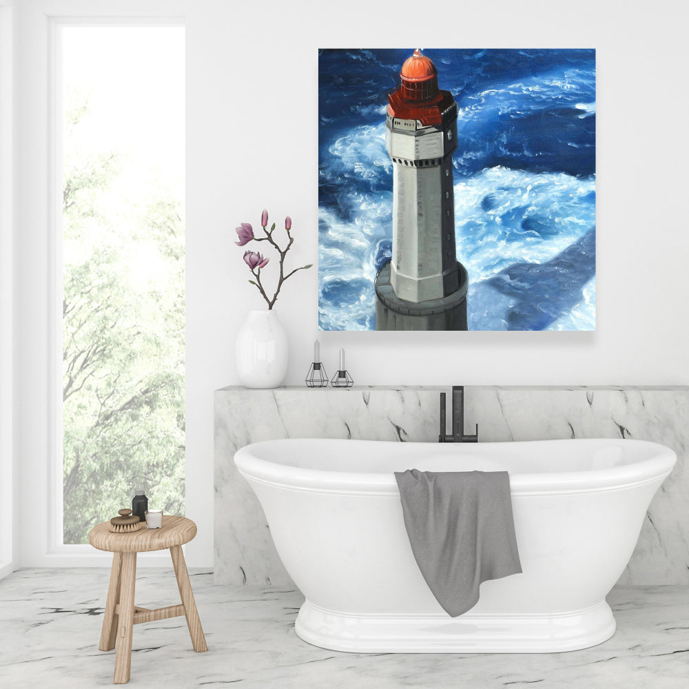 Marine Building Blue Canvas - Le phare de Jument Decor