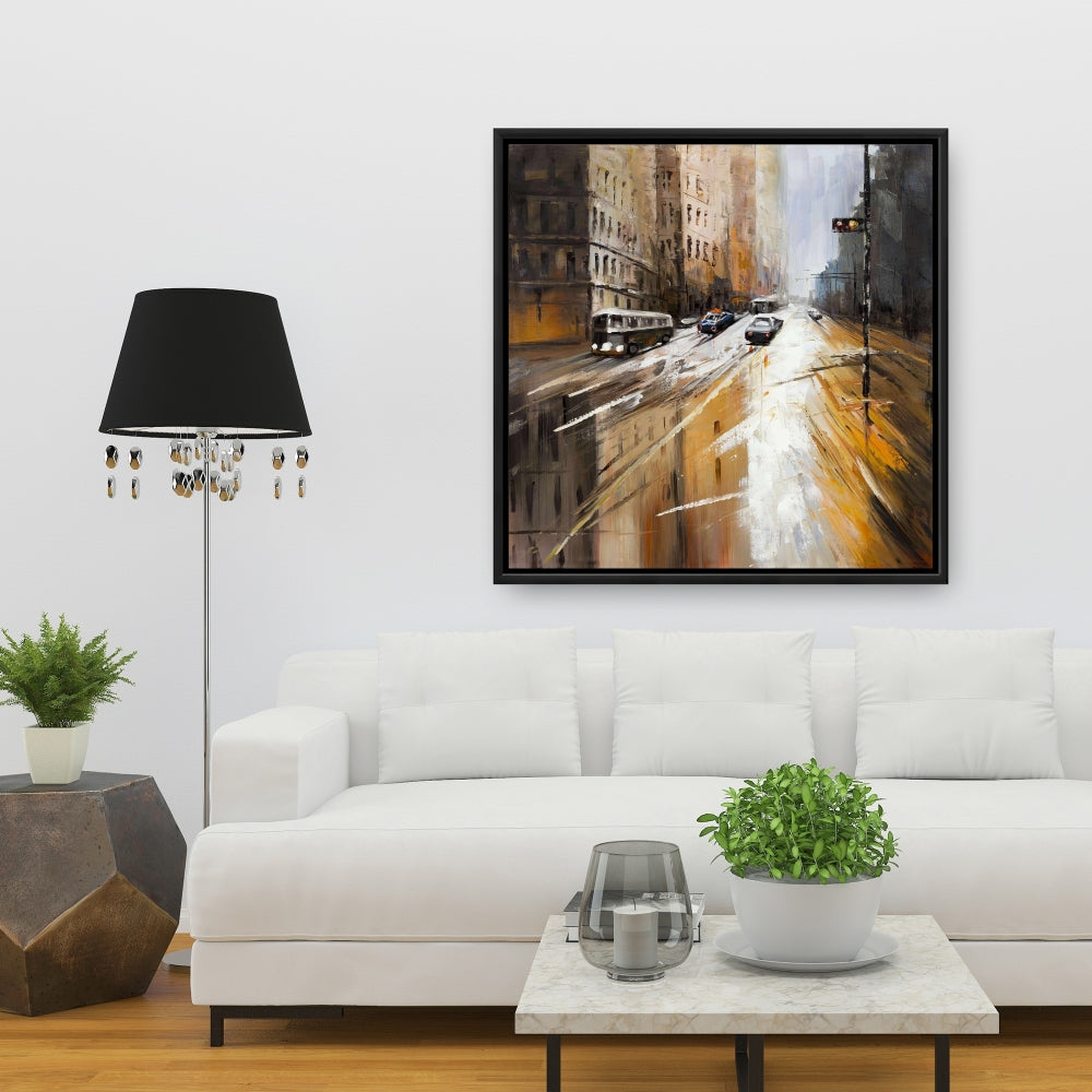 Abstract City Street Canvas | Home Decor - Brown Cities