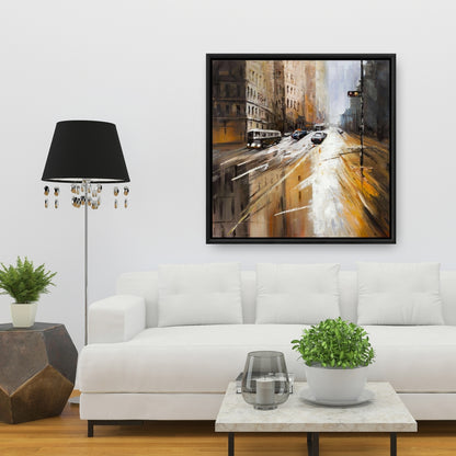 Abstract City Street Canvas | Home Decor - Brown Cities