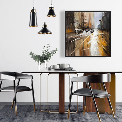 Abstract City Street Canvas | Home Decor - Brown Cities