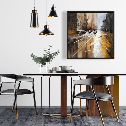 Abstract City Street Canvas | Home Decor - Brown Cities
