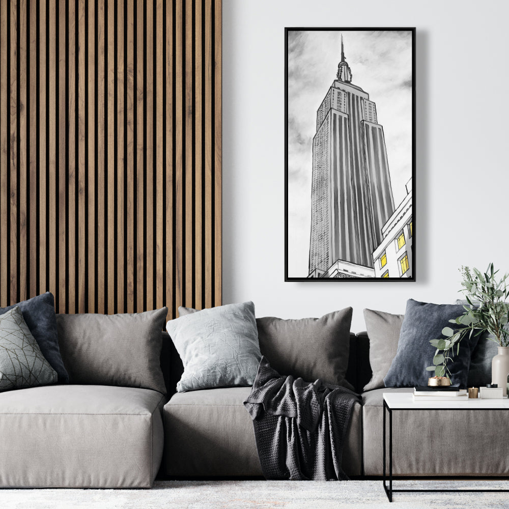 Toile encadrée grise représentant l'Empire State Building - Décoration d'intérieur