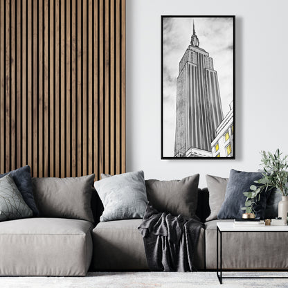 Toile encadrée grise représentant l'Empire State Building - Décoration d'intérieur