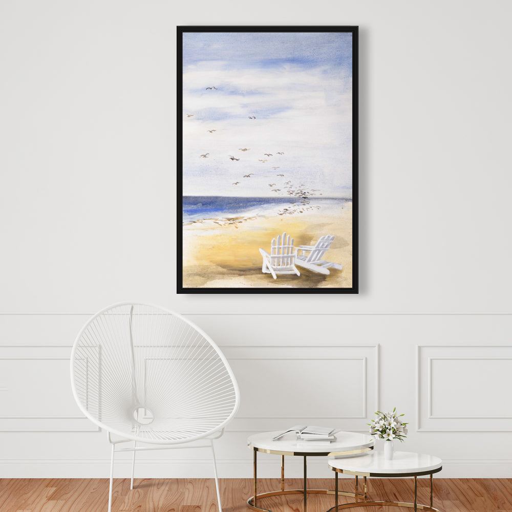 Journée à la plage | Décoration sur toile encadrée « Chambre côtière »