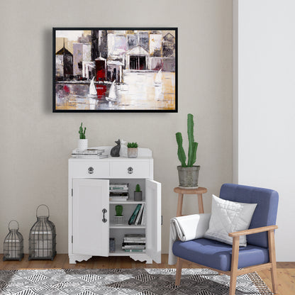 Toile Trois voiliers – Décoration de chambre à coucher style bateau industriel