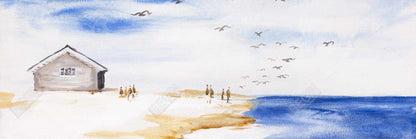 House on the Beach Coastal Marine Canvas | Bedroom Decor