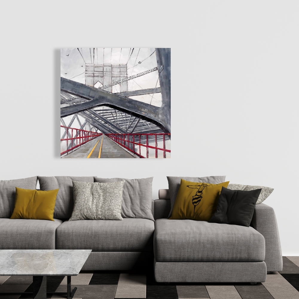 Under the Brooklyn Bridge Gray Cities Canvas - Home Decor