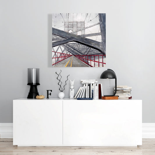 Under the Brooklyn Bridge Gray Cities Canvas - Home Decor