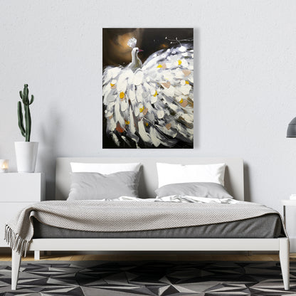 Abstract Peacock Canvas - Contemporary Bedroom Wall Art Decor