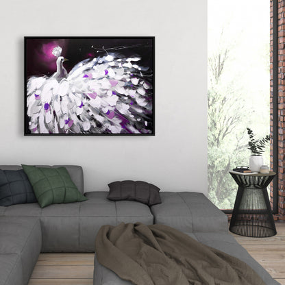 Toile contemporaine Paon violet | Décoration de chambre | Art encadré