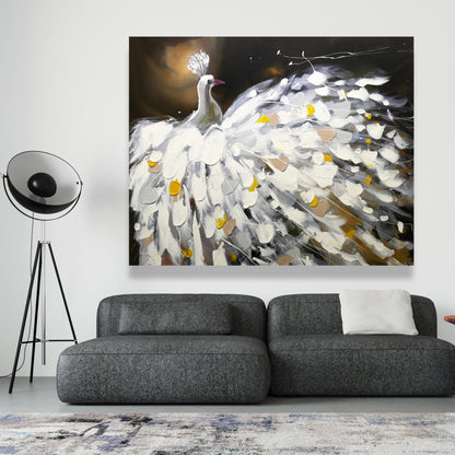 Abstract Peacock Canvas - Contemporary Bedroom Wall Art Decor