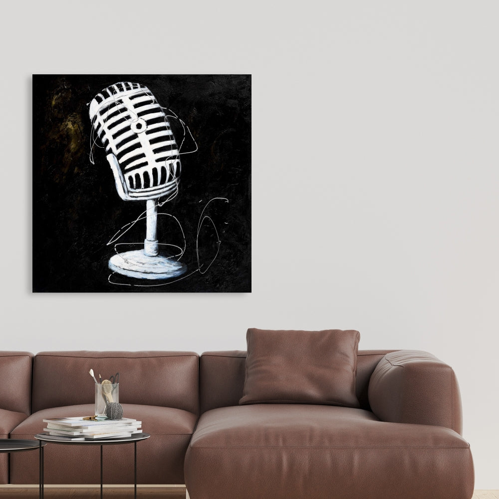 Toile avec microphone - Décoration musicale moderne pour homme