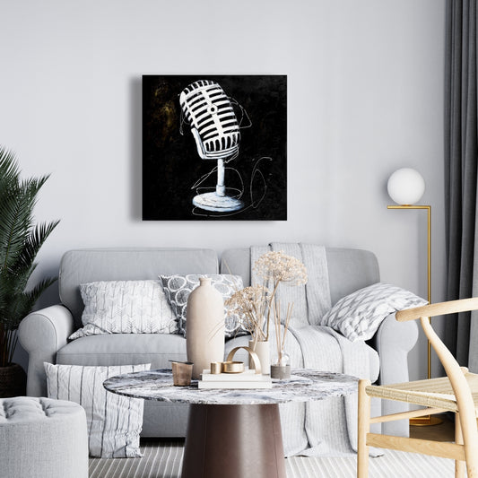 Microphone Canvas Art - Modern Music Man Cave Decor