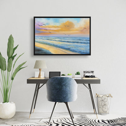 Coastal Blue Bedroom Canvas | Tropical Sunset Wall Art