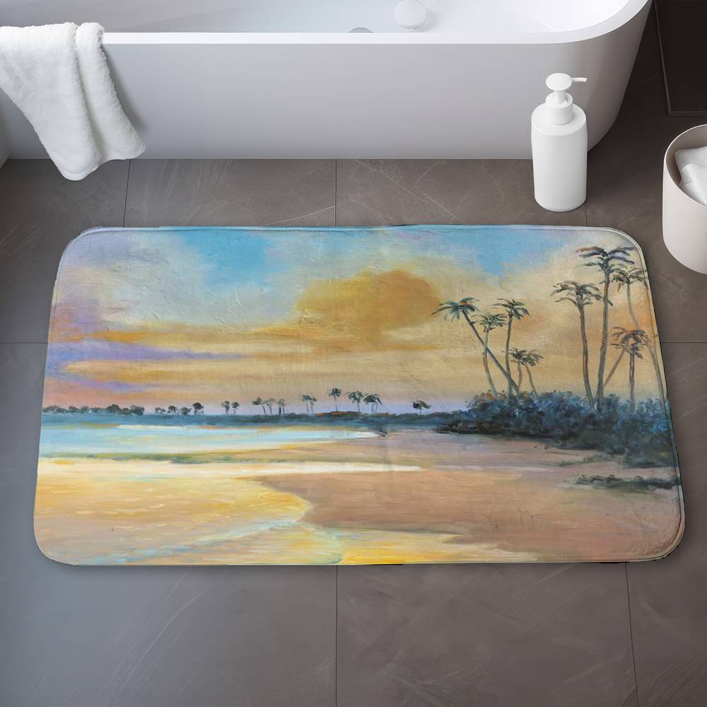 Sunset by the Sea Coastal Blue Canvas | Trees Home Decor