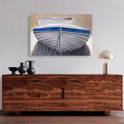 Two Canoe Boats Canvas | Contemporary Coastal Home Decor