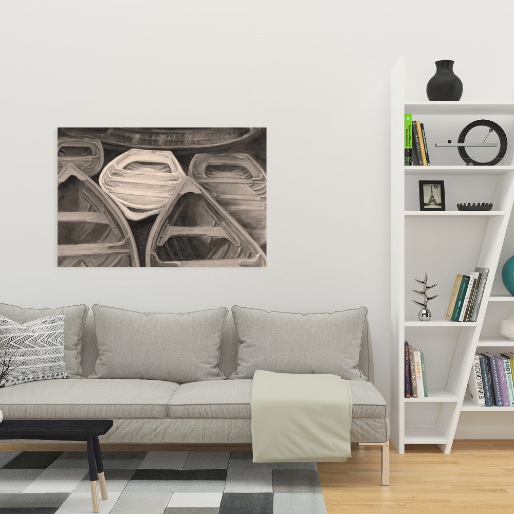 Sepia Canoes Bedroom Brown Canvas | Contemporary Home Decor