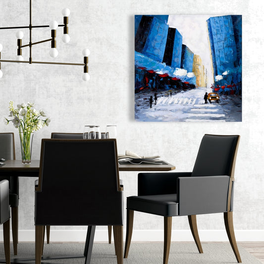 Cities Blue Bedroom Canvas - Blue Buildings Home Decor Art