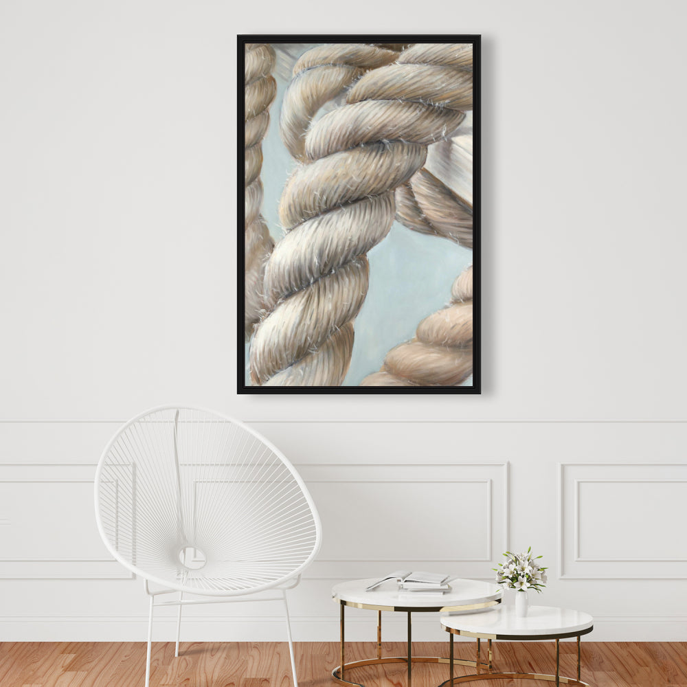Gros plan sur toile représentant un nœud de corde de bateau | Décoration de chambre côtière