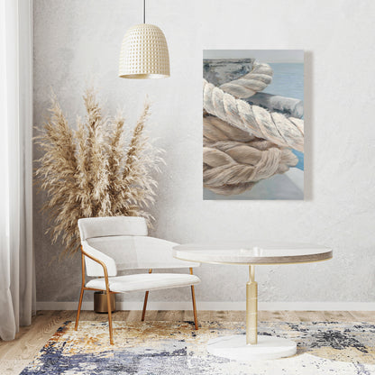 Toile côtière pour chambre marine | Gros plan sur les cordes d'arrimage