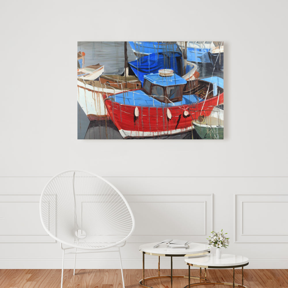 Blue Coastal Canvas - Rainy Day at the Dock | Home Decor