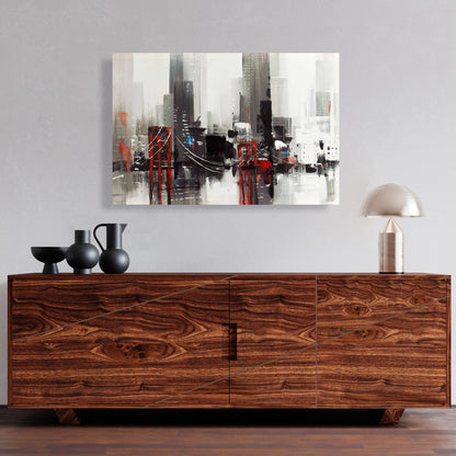Industrial Gray Bedroom Canvas | Abstract City with Bridge