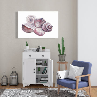 Toile marine « Coquillages » | Décoration murale de salle de bain côtière