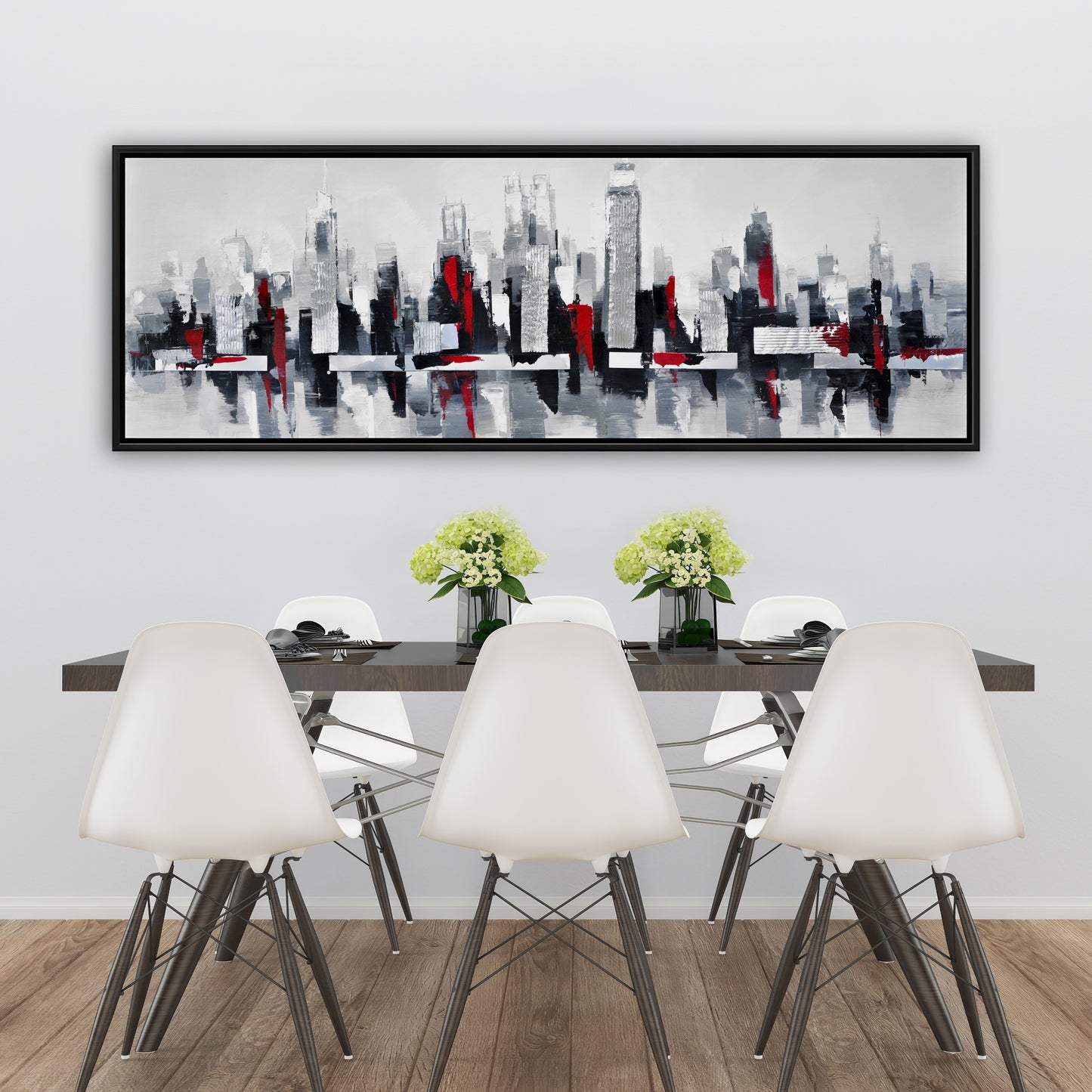 Toile Paysage urbain gris et rouge | Décoration murale urbaine