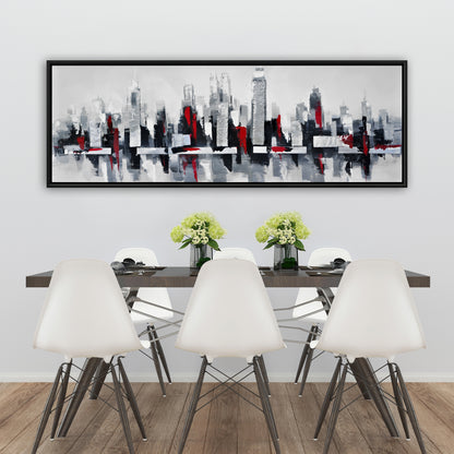 Toile Paysage urbain gris et rouge | Décoration murale urbaine