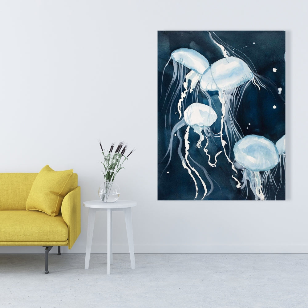 Medusa Marine Blue Canvas | Aquatic Home Decor Wall Art
