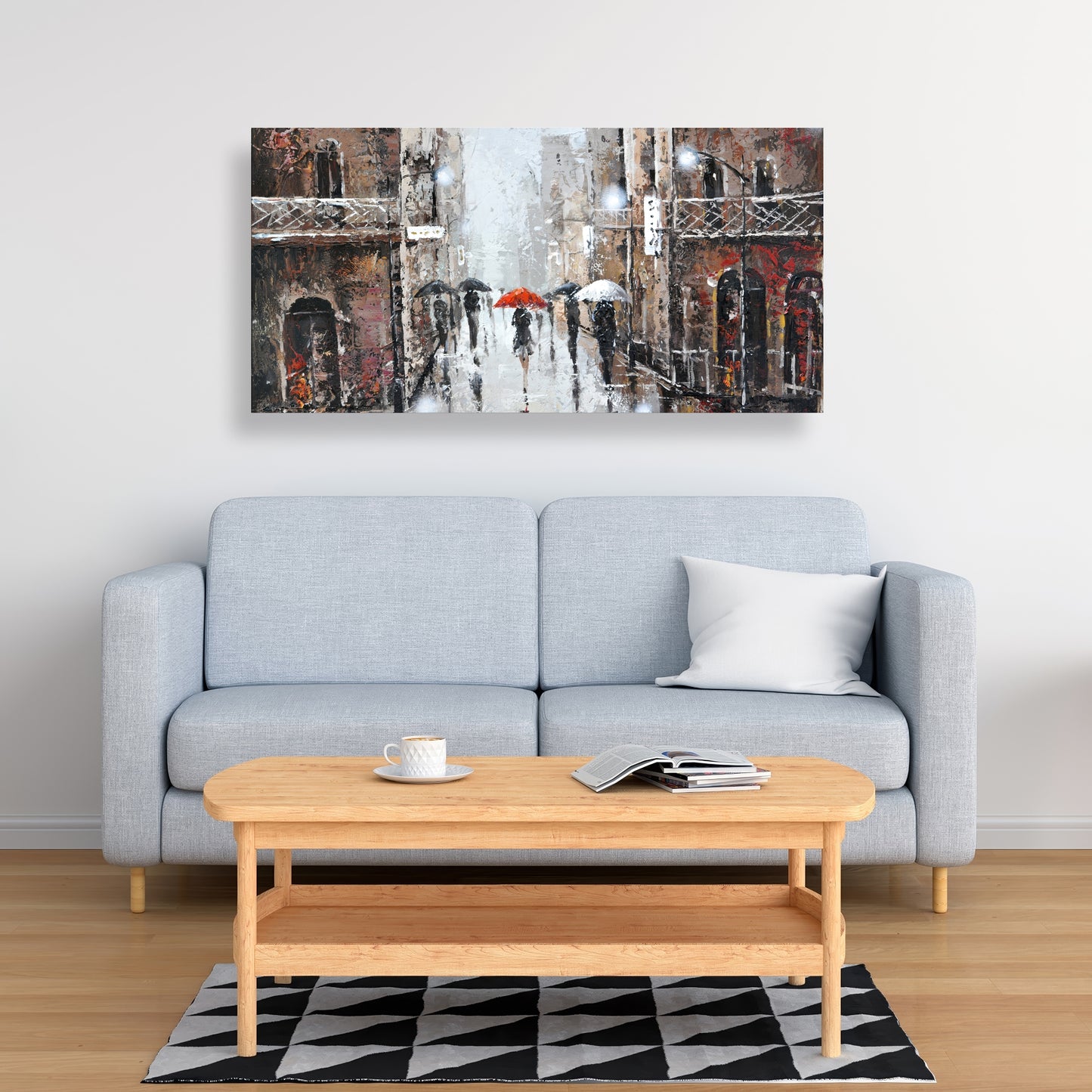 City Rain Canvas - Modern Bedroom Wall Art | Home Decor