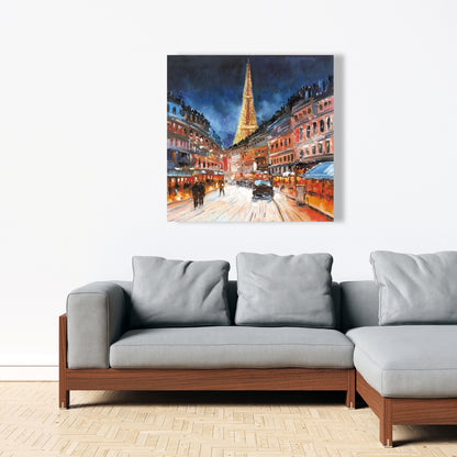Illuminated Paris Canvas - Building Bedroom Street Decor