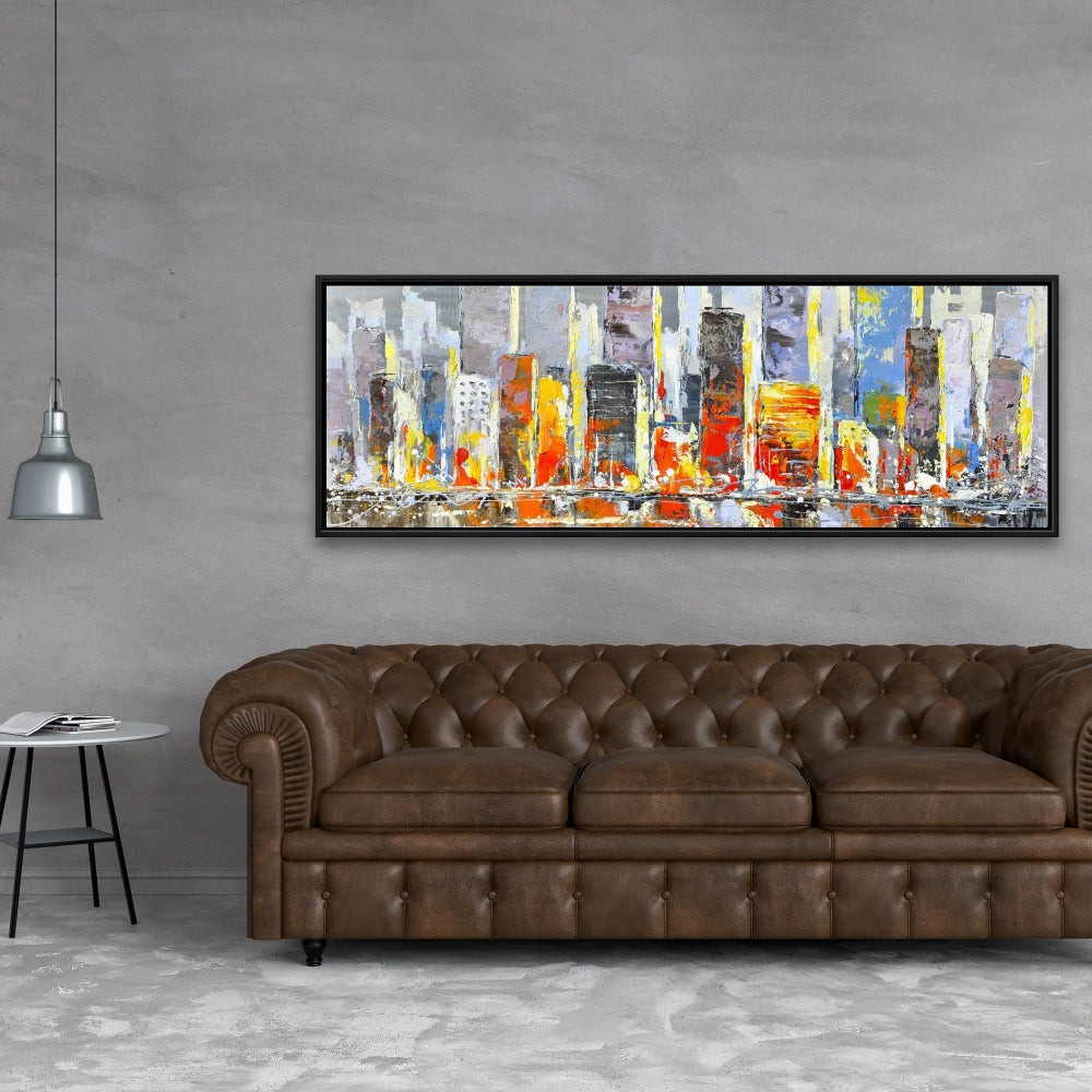 Toile encadrée Paysage urbain coloré | Décoration d'intérieur Villes bleues