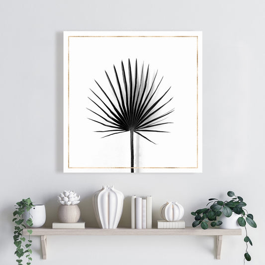 Toile à motif de feuilles de palmier chou | Décoration de salon botanique blanche