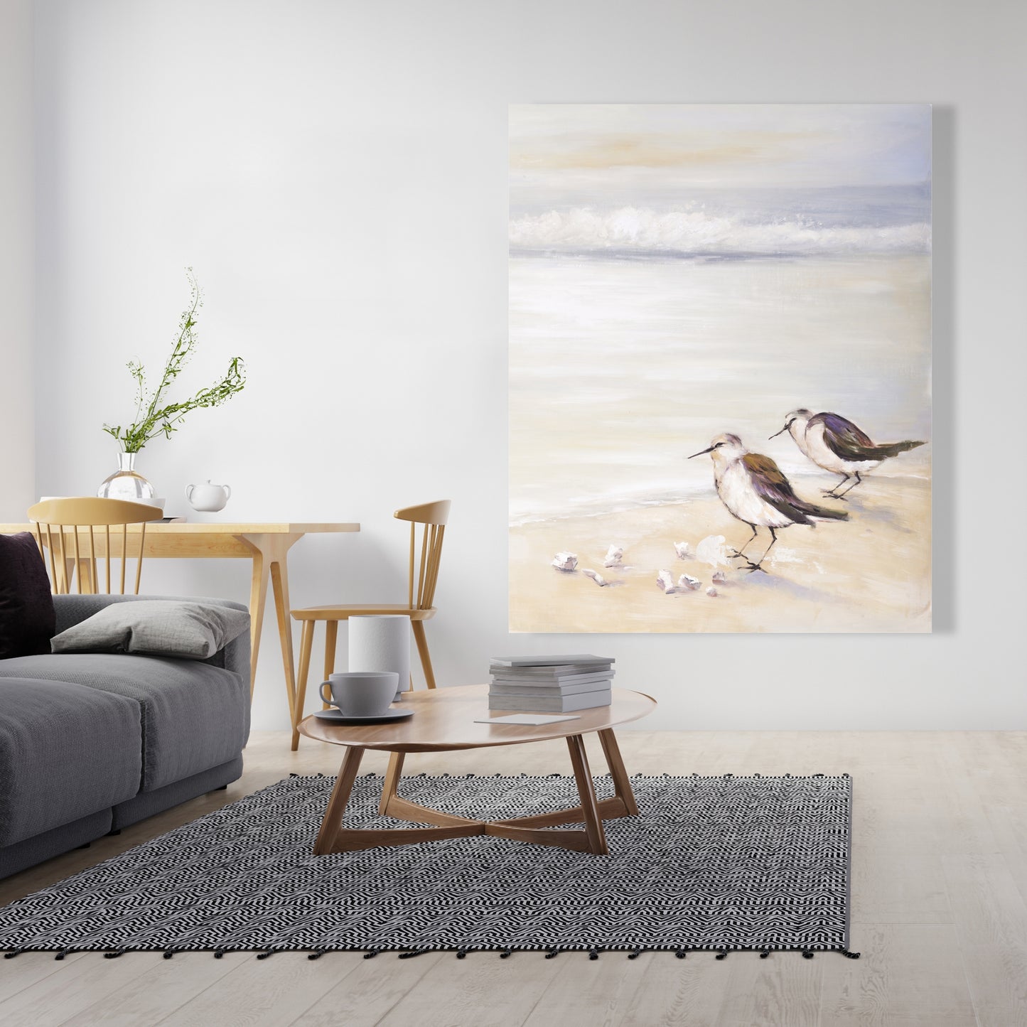 Two Sandpipers on the Beach Canvas - Bird Marine Bedroom Decor