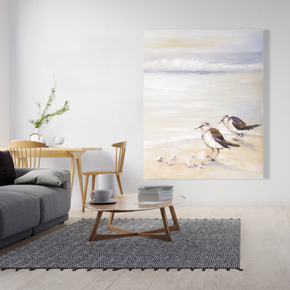 Two Sandpipers on the Beach Canvas - Bird Marine Bedroom Decor