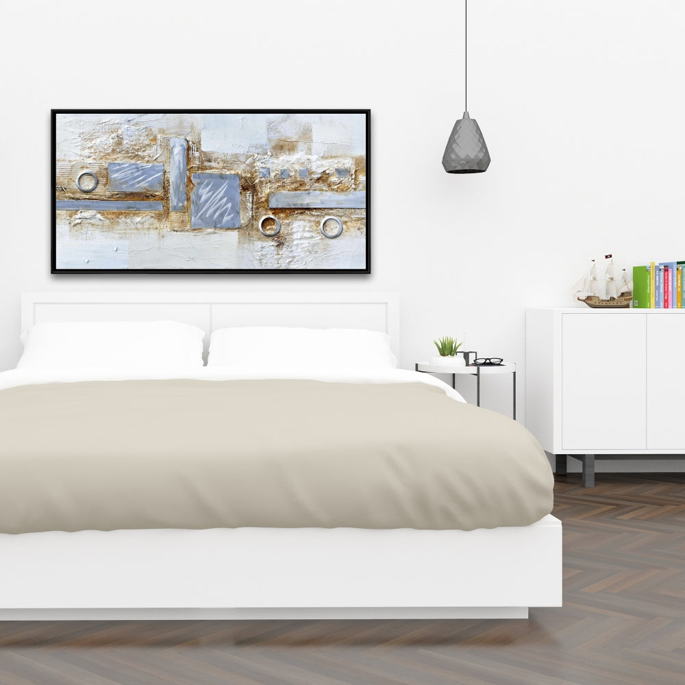 Toile abstraite grise | Cercles et carrés | Décoration d'intérieur moderne