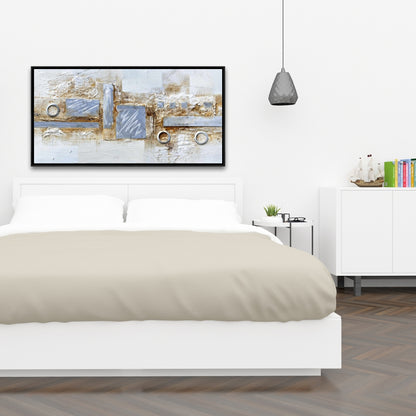 Toile abstraite grise | Cercles et carrés | Décoration d'intérieur moderne