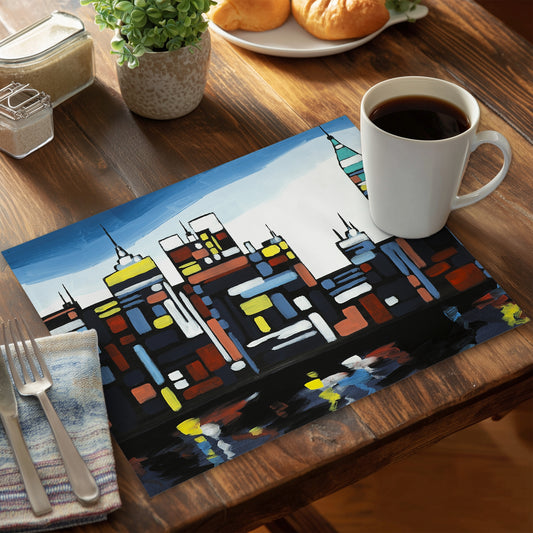 Colorful skyline - 14"x18" Polyester Placemat