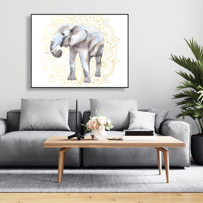 Toile Mandala Éléphant | Décoration de chambre bohème encadrée