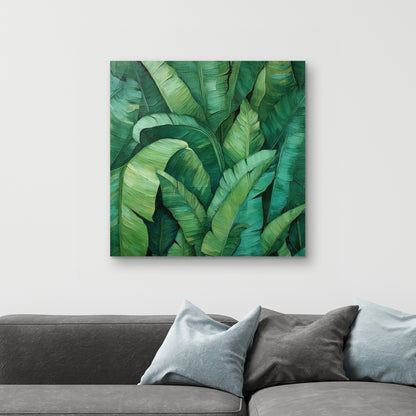 Toile verte à feuilles denses | Décoration murale pour chambre