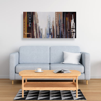 Industrial Blue Abstract Buildings Canvas | Bedroom Wall Art