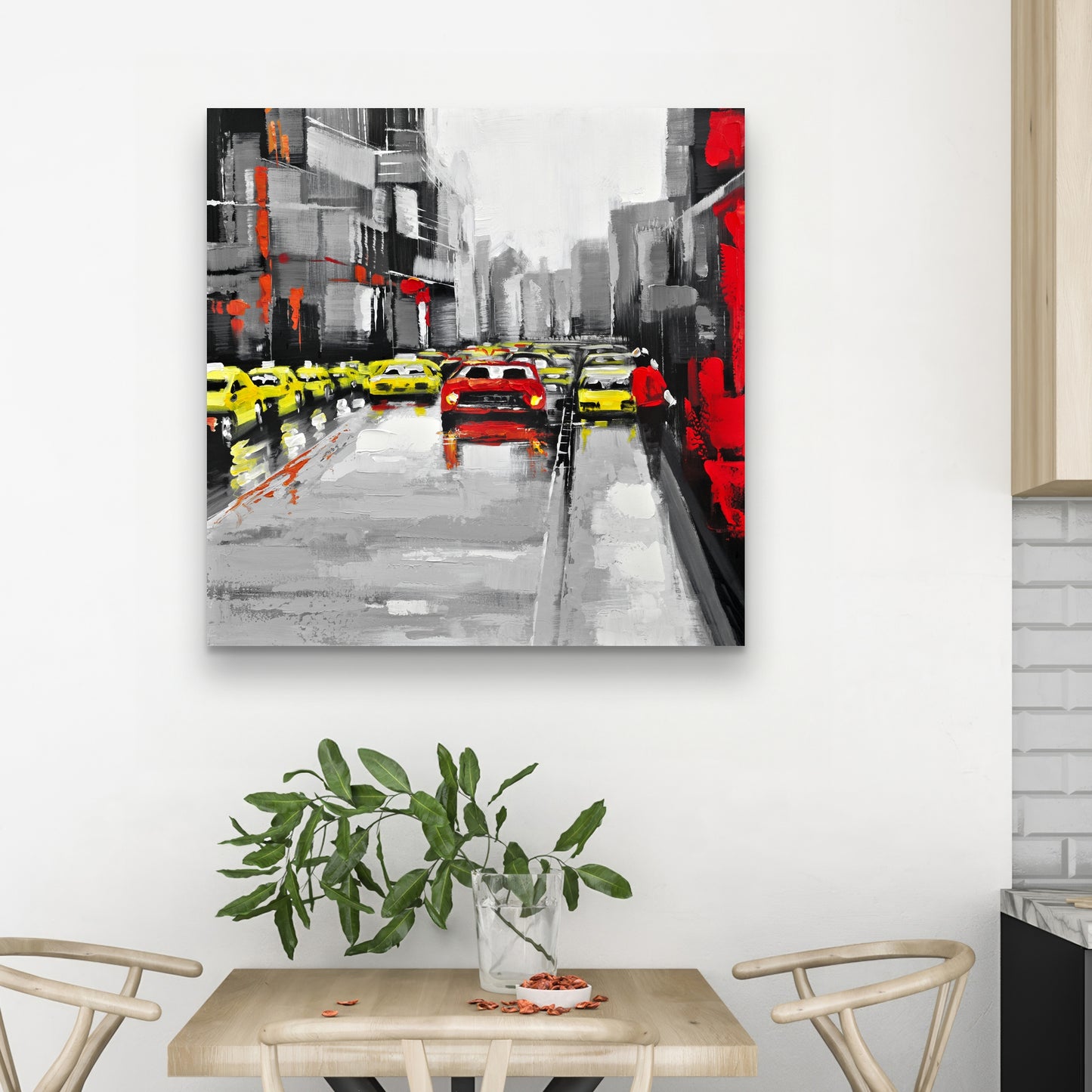 Gray Industrial Cities Canvas | Abstract Rainy Day Traffic Decor