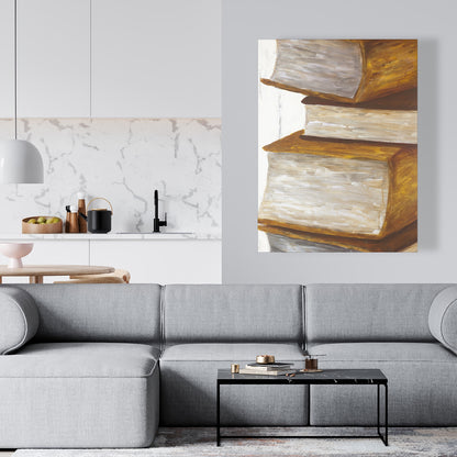 Toile « Pile de livres » - Décoration intérieure contemporaine nature morte