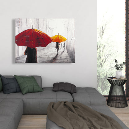 Passersby with Umbrellas Canvas | Contemporary Bedroom Art