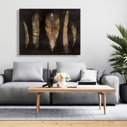 Ensemble de plumes marron | Décoration de chambre à coucher sur toile encadrée