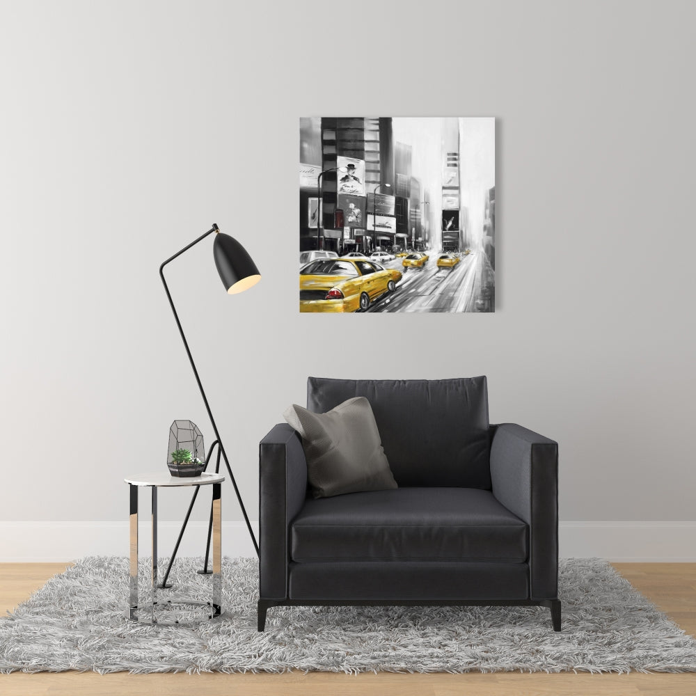 Toile Villes grises | Décor Times Square et taxis jaunes