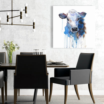 Watercolor Jersey Cow Canvas | Farm Animal Kitchen Decor