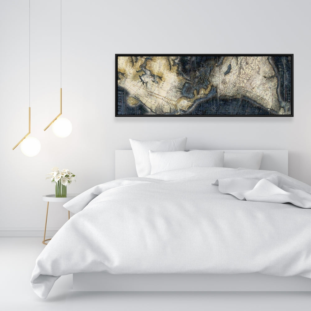 Carte du monde ancienne sur toile encadrée vintage | Décoration vue satellite